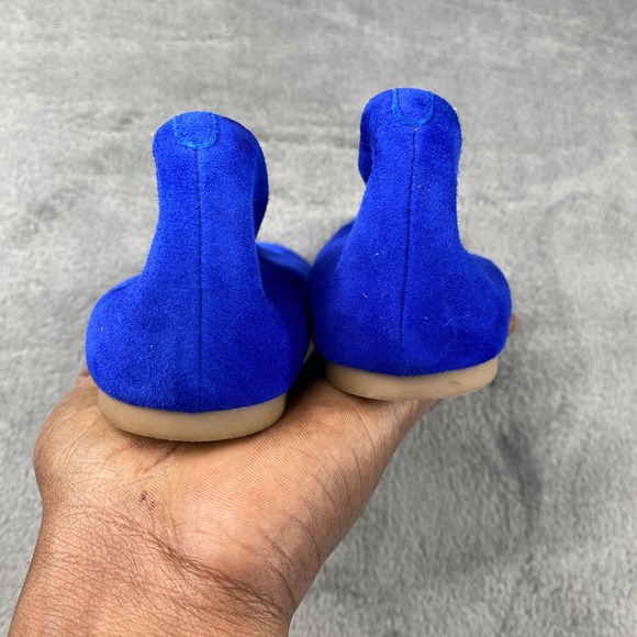 J.Crew Ballet Flats Womens 7 Blue Suede Italian Leather Almond Toe 46198 Italy - Picture 2 of 9